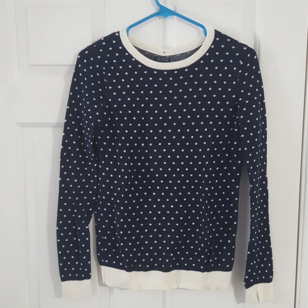 Tommy Hilfiger blue and cream polka dot sweater
